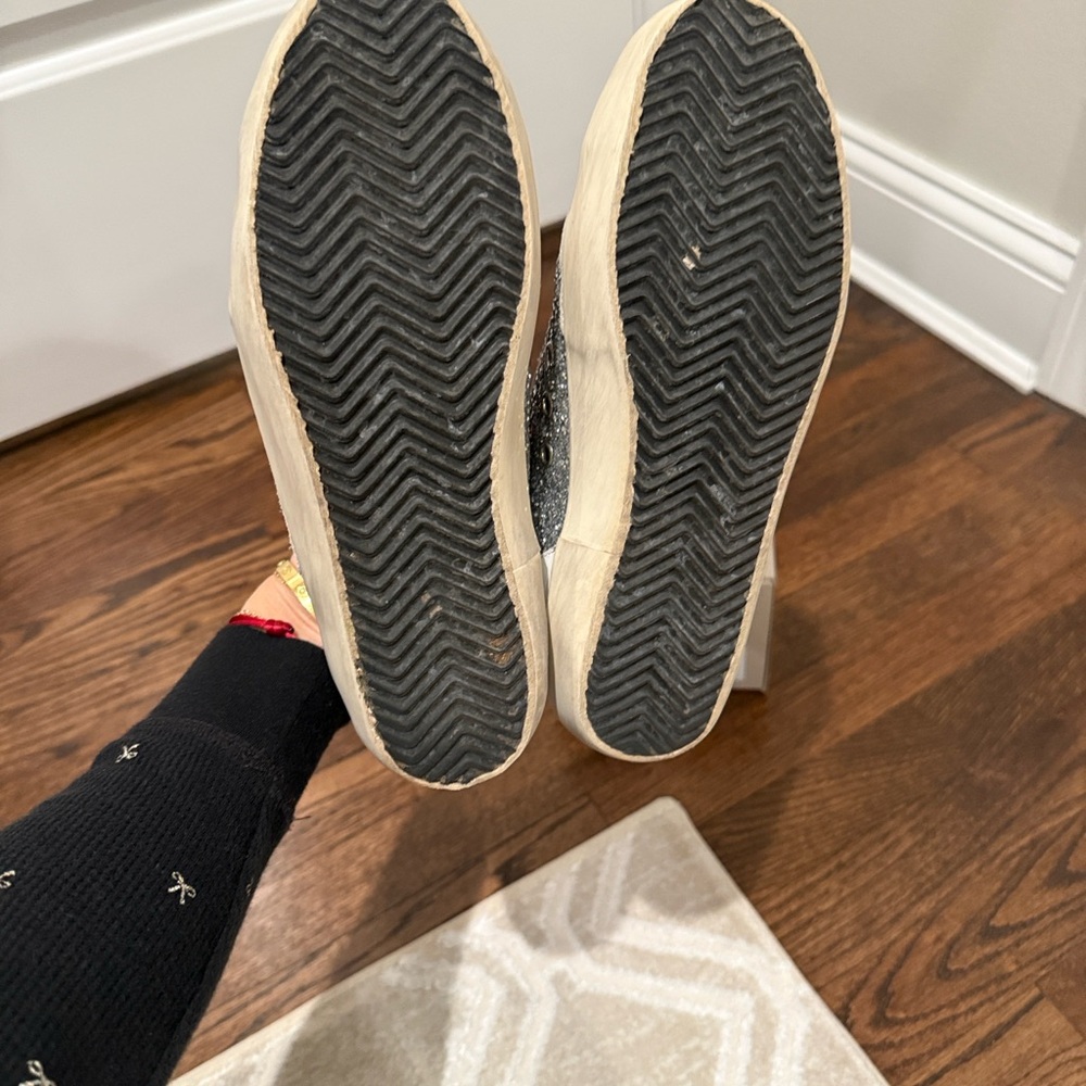 Golden Goose Silver Glitter Sneakers with Orange Laces - Picture 4 of 4